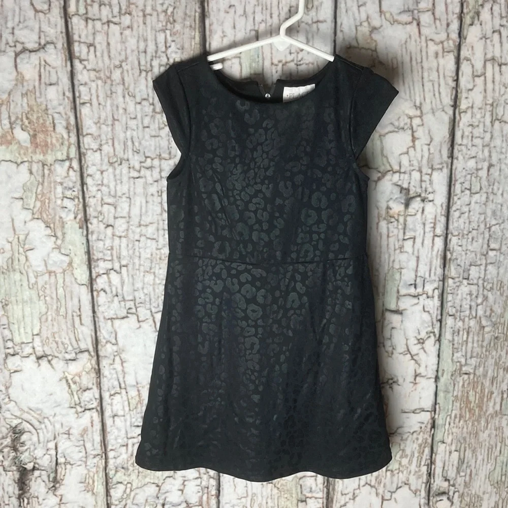 Classic Stylish Girl’s LBD flared party dress with shiny leopard print 5/6